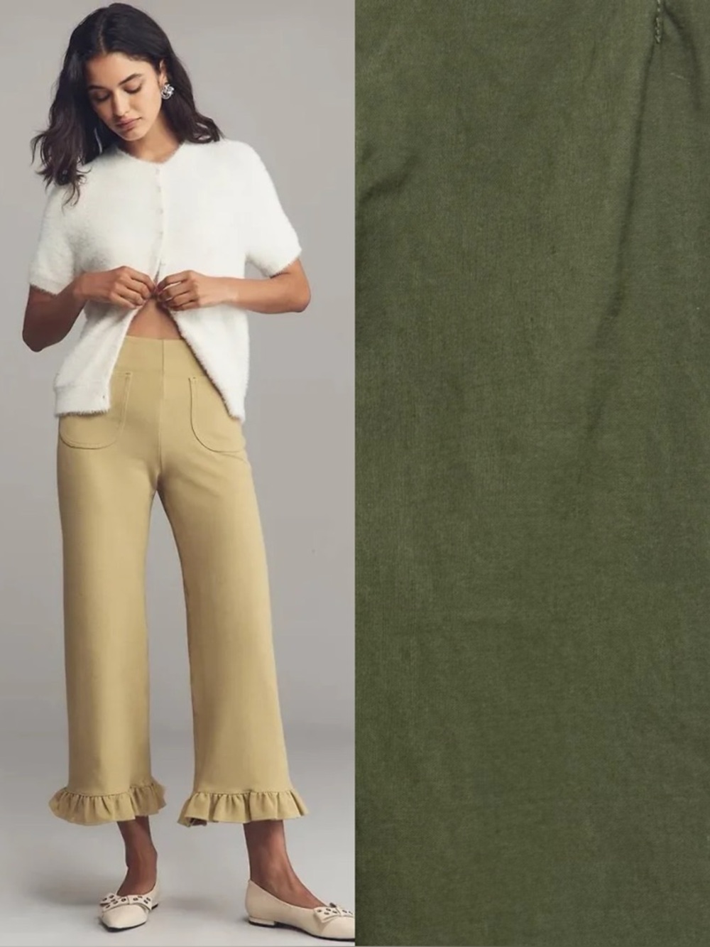 Anthropologie Maeve The Colette Magic Fabric Ruffle-Hem Crop Wide-Leg Pants